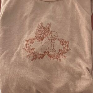 Angel Print Kids Shirt in Cream